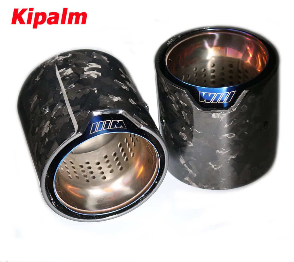 1pcs M Performance Forged Carbon Fiber Muffler Tips for BMW M2 F87 M3 F80 M4 F82 M5 F10 M6 F12 with Burnt Blue