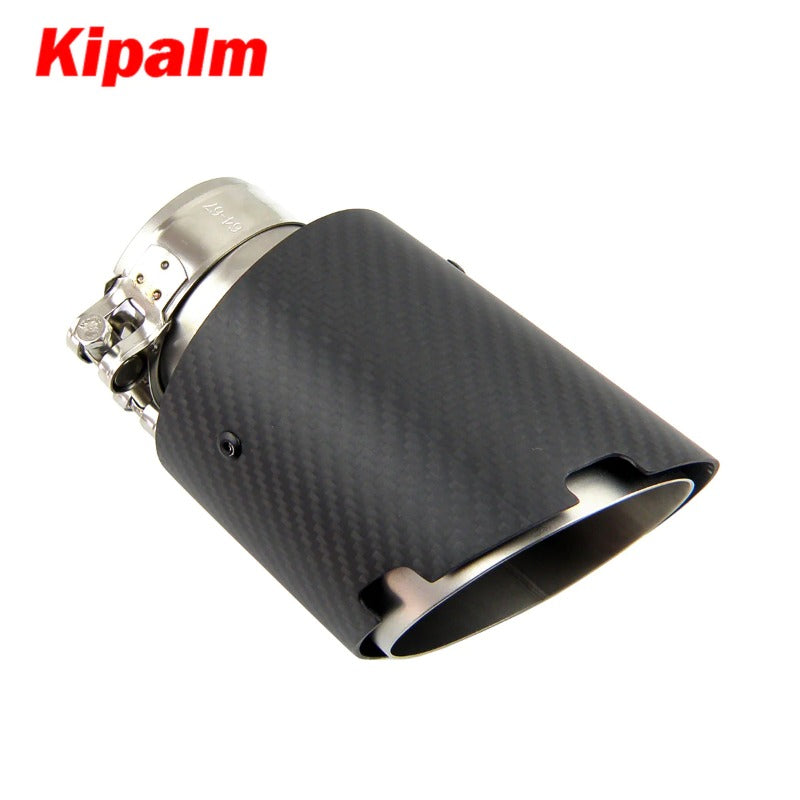Kipalm Car Straight Edge Sand Blasting Stainless Steel Four Slots Matte Cover Carbon Fiber Exhaust Tip Muffler Tip