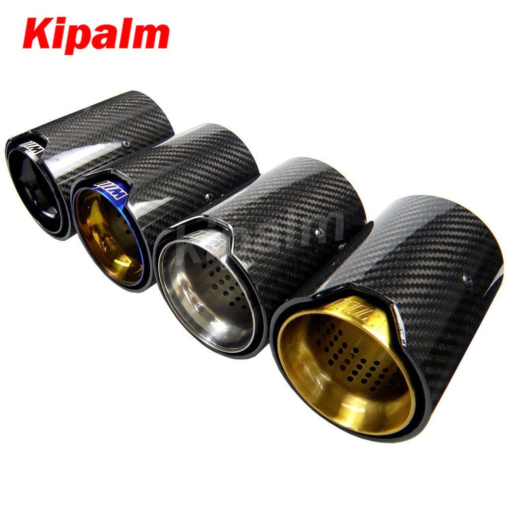 Universal M LOGO Carbon Fiber Exhaust Tips for M Performance Exhaust Pipe for BMW Muffler Tail Pipe 120mm Length M3 M4 M5