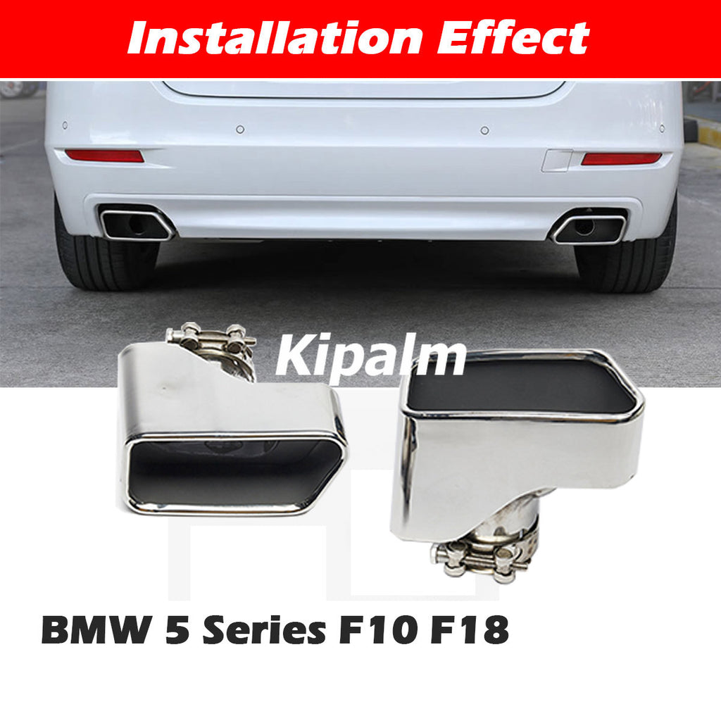 1 Pair Square Exhaust Quad Muffler Pipe For BMW 5 Series F10 F18 Stainless Steel Rear Tail Tips