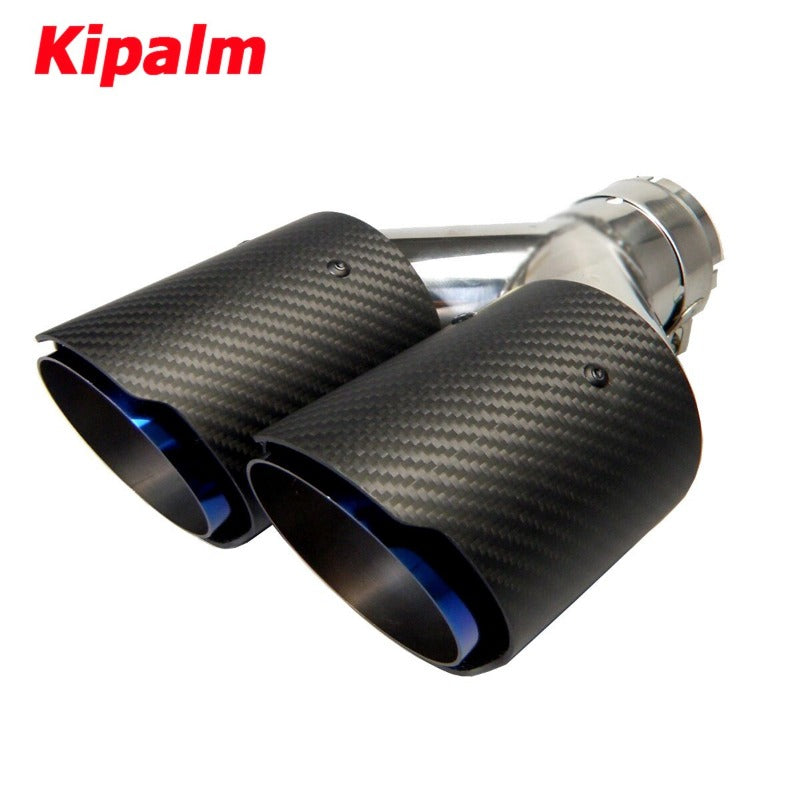 Dual Carbon Fiber Stainless Steel Burnt Blue Universal Auto Akrapovic Type Exhaust Tip for BMW BENZ VW Golf