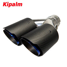 Load image into Gallery viewer, Dual Carbon Fiber Stainless Steel Burnt Blue Universal Auto Akrapovic Type Exhaust Tip for BMW BENZ VW Golf