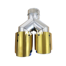 Load image into Gallery viewer, 1PC Universal Golden Dual Burnt Blue Stainless Steel Exhaust Tip Double End Pipe for BMW BENZ VW Golf TOYOTA