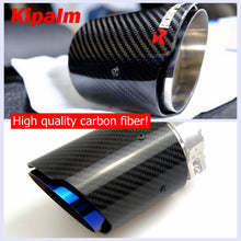 Load image into Gallery viewer, Kipalm Forged Carbon Fiber Exhaust Tip 304 Stainless Steel Twill Carbon Fiber Muffler Tips Fit for BMW X5 E70 E53