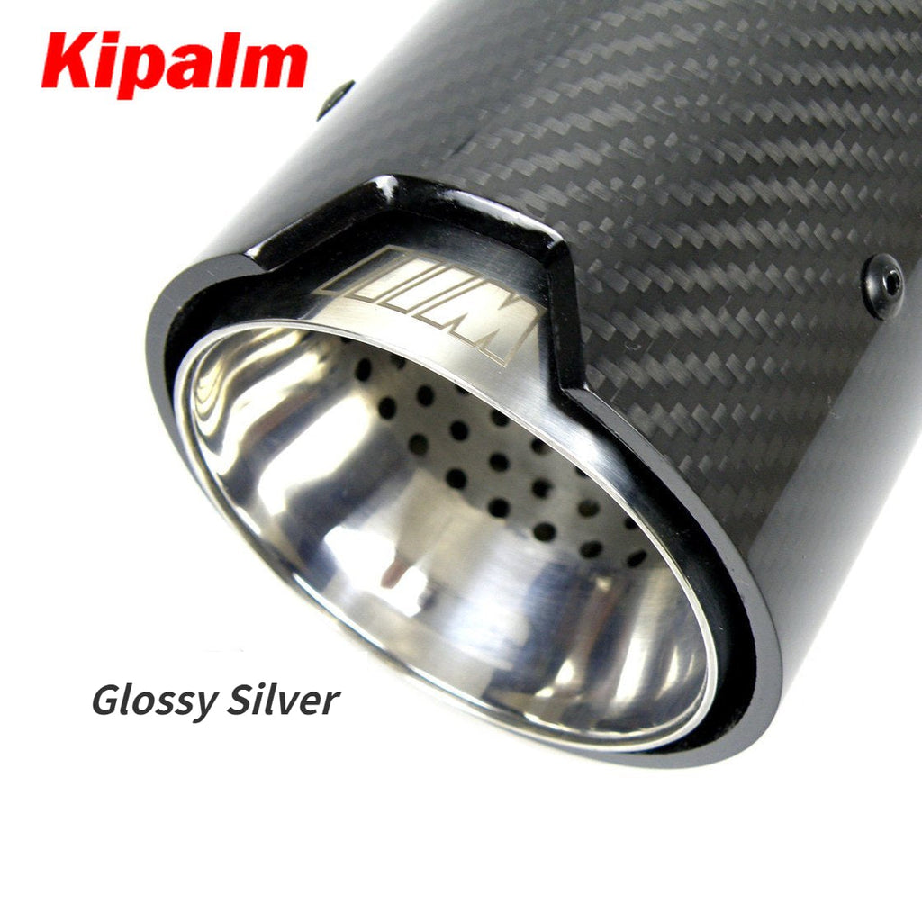 1PCS Universal M LOGO Carbon Fiber Exhaust Tips for M Performance Exhaust Pipe for BMW Muffler Tail Pipe 90mm Length