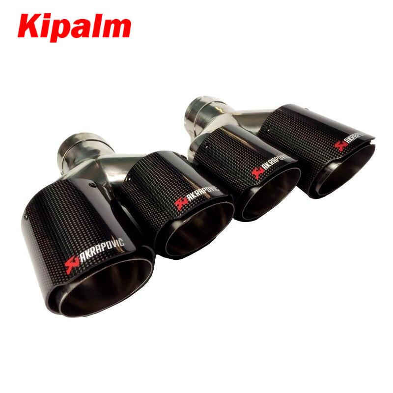 Universal Auto Akrapovic Dual Exhaust Tip Straight Edge Carbon Fiber Stainless Steel Double End Pipe