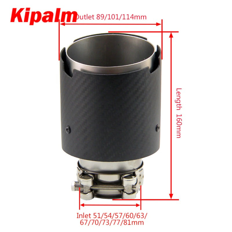 Kipalm Car Straight Edge Sand Blasting Stainless Steel Four Slots Matte Cover Carbon Fiber Exhaust Tip Muffler Tip