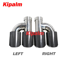 Load image into Gallery viewer, Dual Pipe h Style  Carbon Fiber + Stainless Steel Universal Auto Exhaust Muffler Tips Double End Pipe for BMW BENZ VW Golf
