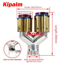 Load image into Gallery viewer, 1PC Universal Golden Dual Burnt Blue Stainless Steel Exhaust Tip Double End Pipe for BMW BENZ VW Golf TOYOTA