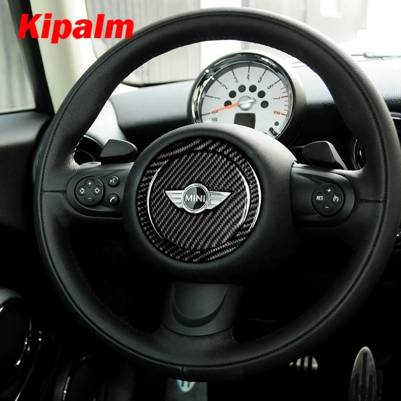 kipalm Carbon Fiber Car Steering Wheel Stickers Cover Trim for Mini Cooper Clubman R55 R56 R60 R61 Mini Accessories