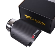 Load image into Gallery viewer, CARMON Twill Weave Matte Carbon Fiber Exhaust Pipe with black Stainless Steel Straight Edge Muffler Tip Tailpipe