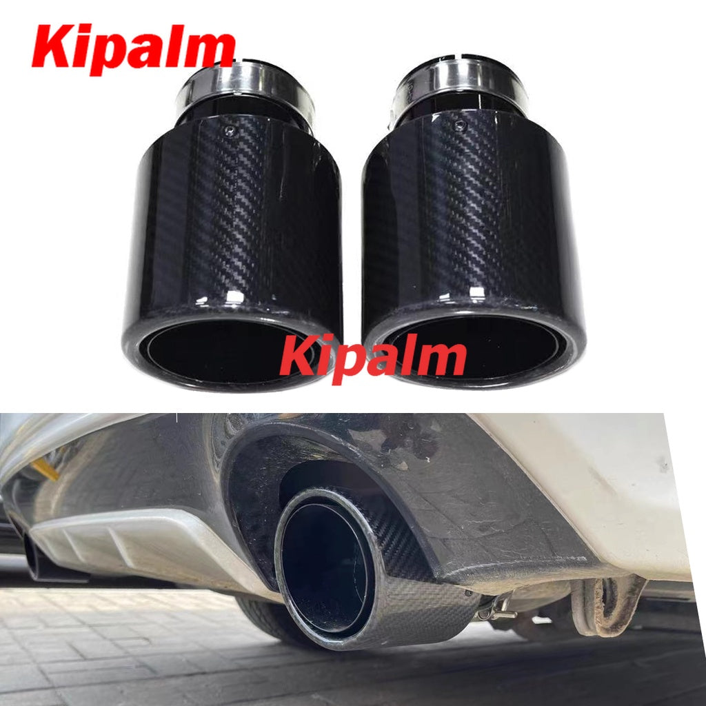 1pcs Universal Curly Edge Twill Weaving Carbon Fiber Glossy Car Exhaust Muffler Stainless Steel Tip for BMW BENZ AUDI Without Logo