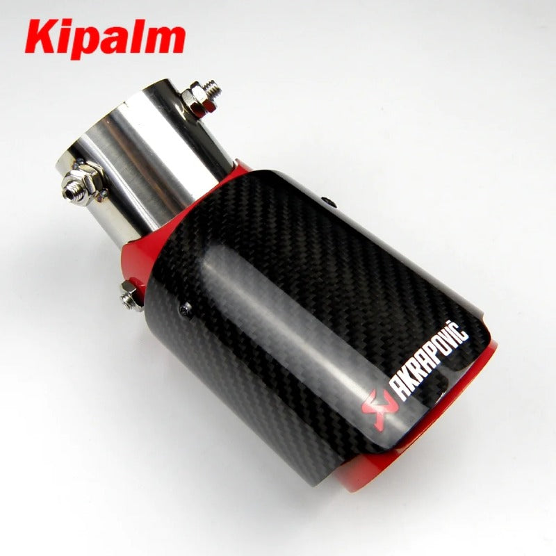 Red Angle Adjustable Bolt-On Akrapovic Carbon Fiber Exhaust Pipe with Anti-drop Rope Kicks FIT CRV RAV4 Altis Toyota HRV