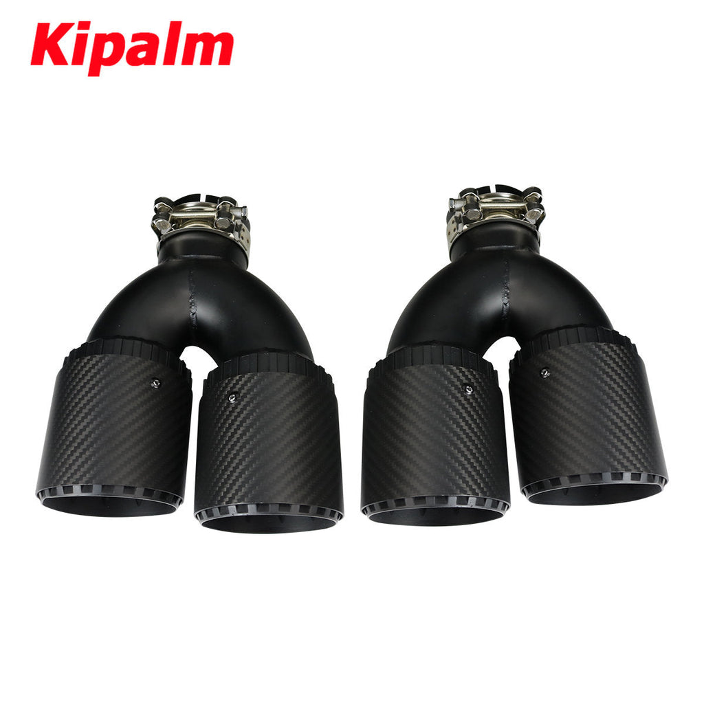 3 Layers Dual U Style New Gear Shape Design Carbon Fiber Exhaust Muffler Tips With AK  Logo