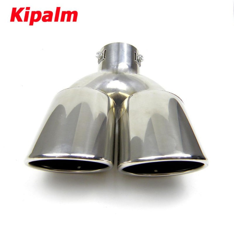 1PC Kipalm Stainless Steel Oval Dual Twin Exhaust Pipe Tail Pipe Tip For BMW E30 E32 E34 E36 E46