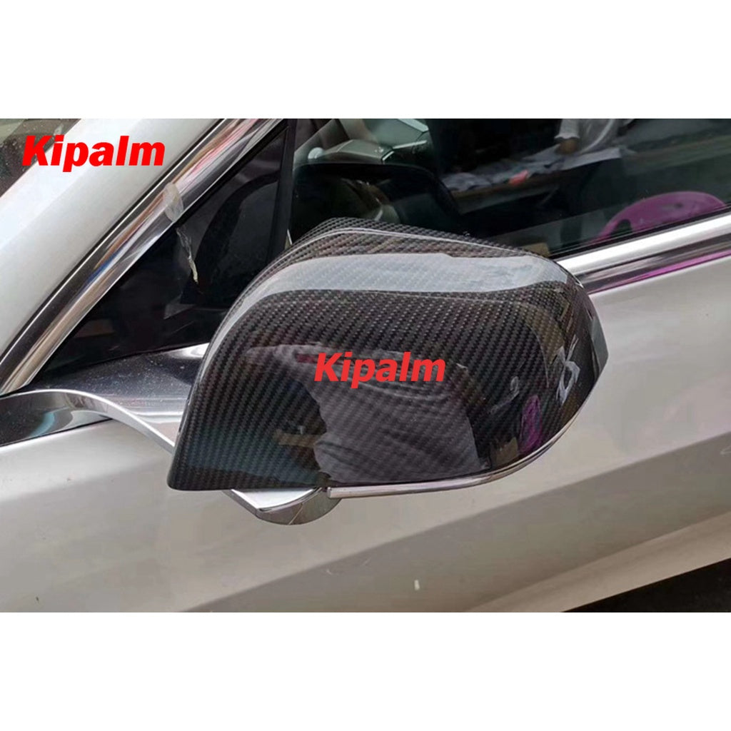 1 Pair Rearview Side Mirror Cap Add on Style Real Dry Carbon Fiber Exterior Mirror Cover for Tesla Model 3