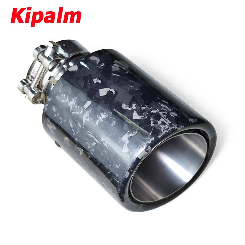 1pcs Forged Carbon Fiber Rolled-edge Tailpipe Exhaust Tip SUS304 Stainless Steel Muffler Pipe Without Logo