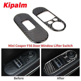 Kipalm Carbon Fiber Mini Cooper F56 Door Window Lifter Switch Control Panel Sticker Interior Trim Stickers