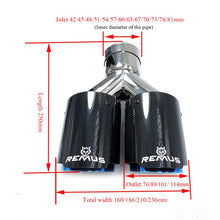 Load image into Gallery viewer, Dual Pipes Equal Length Remus Sport Glossy Carbon Fiber Exhaust Muffler Tips Glossy Blue Inner Pipe for BMW AUDI