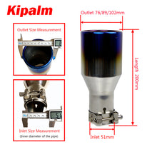 Load image into Gallery viewer, Car Universal Exhaust Pipe Muffler Tip Blue/Black/Silver Colour Plain End 304 Stainless Steel 51mm Inlet  Car Accessories