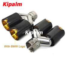 Load image into Gallery viewer, M Performance Y Style Dual Carbon Fiber Gold Stainless Steel Exhaust Pipe End Pipes Muffler Tips for BMW Series