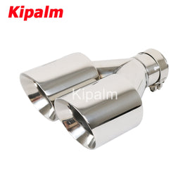 1PC Dual Mirror Polished Stainless Universal Car Twin Exhaust System Pipes Double End Muffler Tips