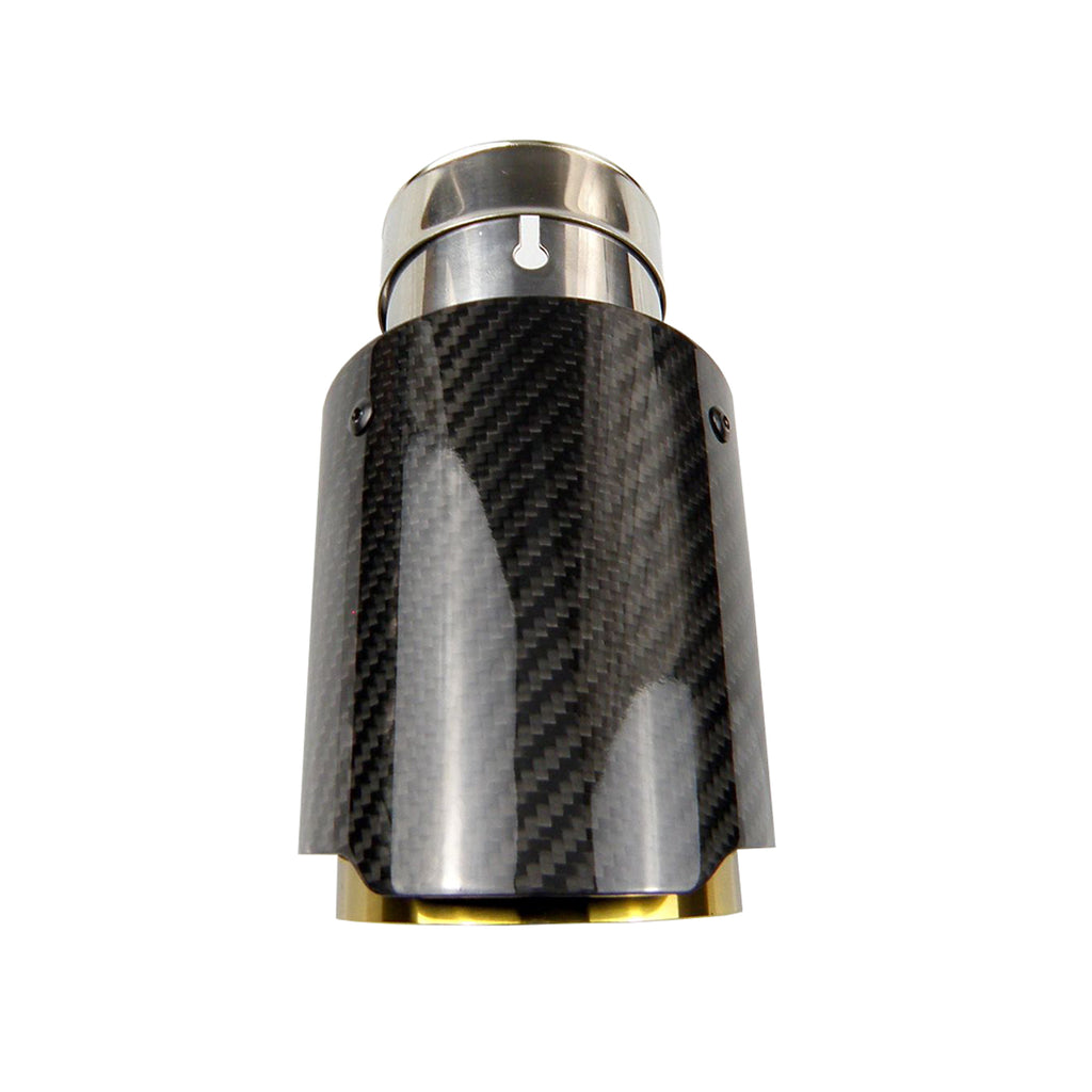 Car Universal Golden Inner Pipe Glossy Black Twill Carbon Fiber Exhaust Muffler Tip Tail Pipe For BMW BENZ AUDI Car Accessories