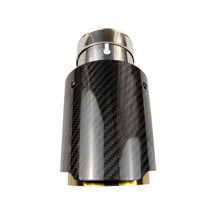 Load image into Gallery viewer, Car Universal Golden Inner Pipe Glossy Black Twill Carbon Fiber Exhaust Muffler Tip Tail Pipe For BMW BENZ AUDI Car Accessories