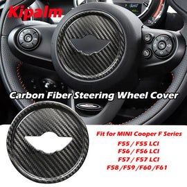 1PC Dry Carbon Fiber Car Steering Wheel Center Logo Cover Sticker for MINI F55 F56 F57 F58 F60 F61