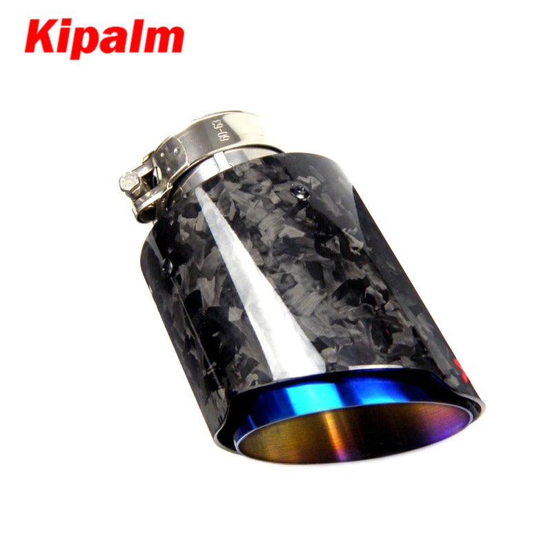 Kipalm Forged Carbon Fiber Car Exhaust Pipe Muffler Tip with Blue Burnt Stainless Steel CRV HRV JAZ VIOS WIth Logo