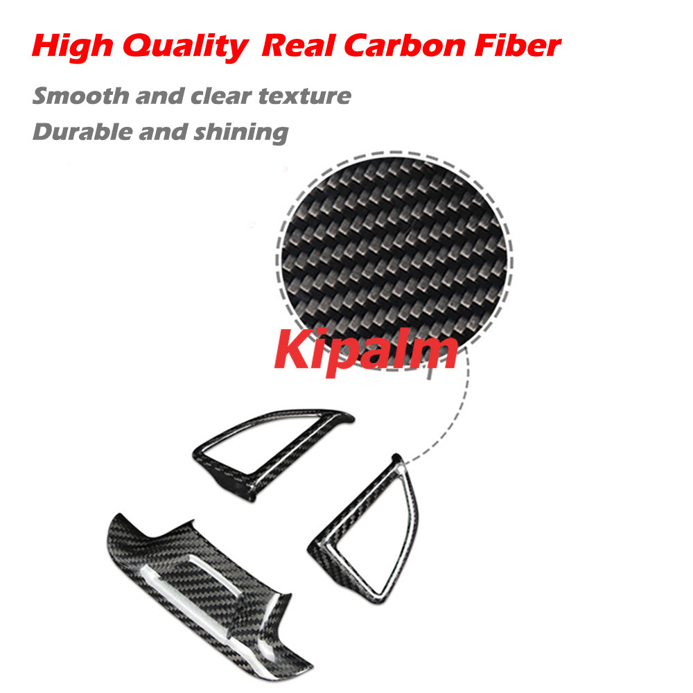 Dry Carbon Fiber Steering Wheel Button Decoration Cover Frame Sticker for Chevrolet Camaro 2016-2019