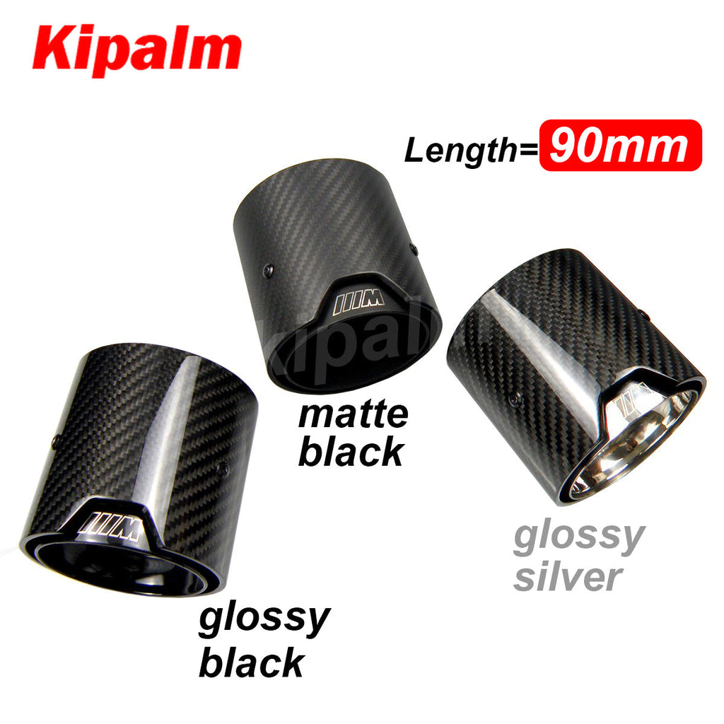 1PCS Universal M LOGO Carbon Fiber Exhaust Tips for M Performance Exhaust Pipe for BMW Muffler Tail Pipe 90mm Length