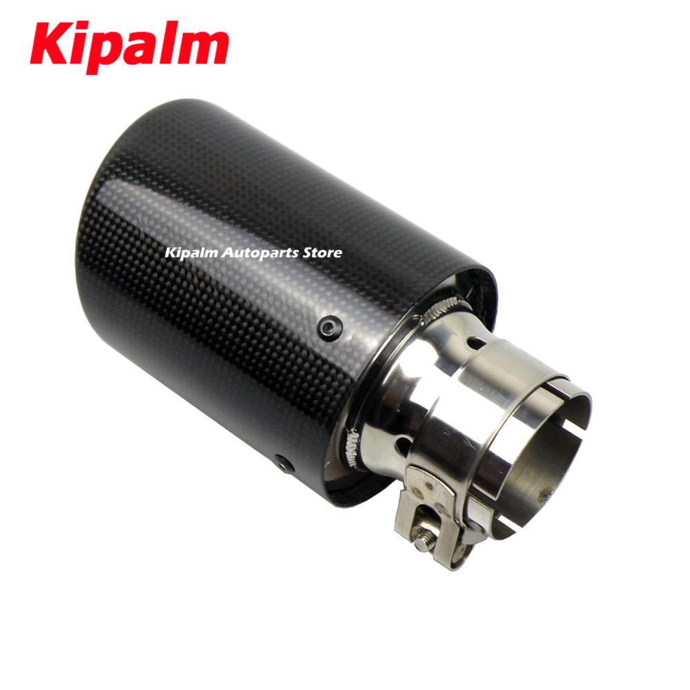 1PCS Universal Glossy Carbon Fiber + 304 Stainless Steel Akrapovic Style Car Exhaust Muffler Tip Without Logo