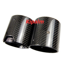 Load image into Gallery viewer, 4PCS Black Stainless Steel Gloss Carbon Fiber Performance Exhaust Muffler Tips for BMW M5 F90