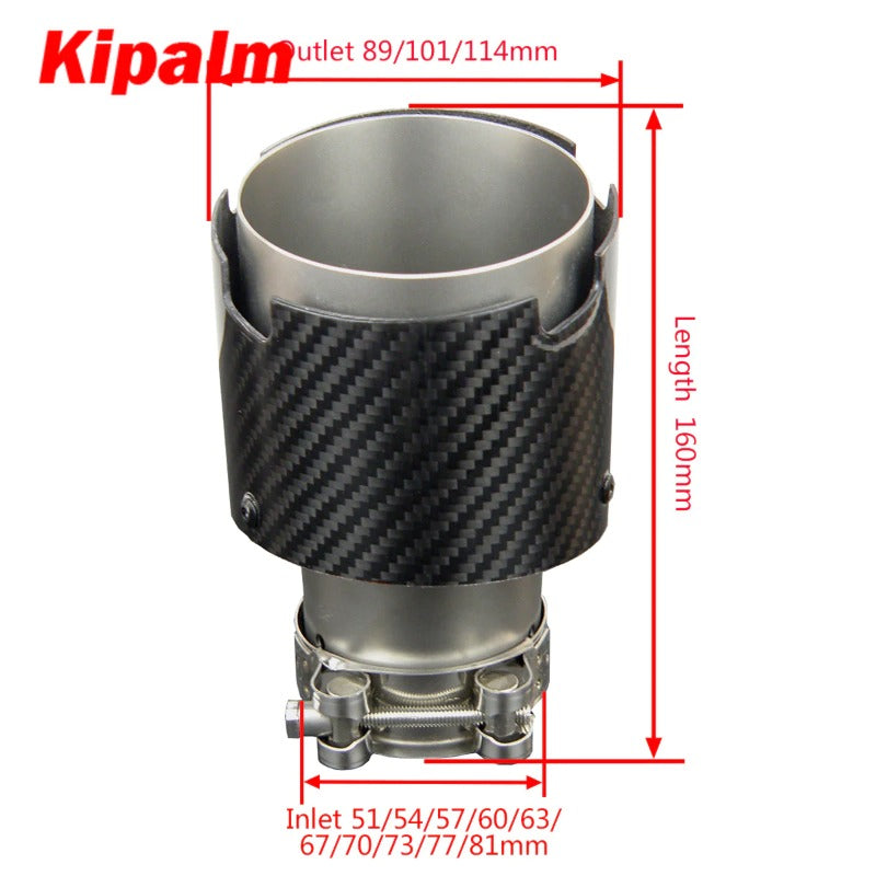 Kipalm Straight Edge Sand Blasting Stainless Steel Four Slots Carbon Fiber Exhaust Tip Muffler for BENZ BMW AUDI